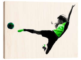 Tableau en bois Saut de footballeuse