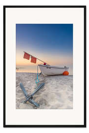 Gerahmter Kunstdruck Kellenhusen Fischerboot Ostsee Anker