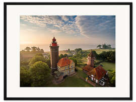 Gerahmter Kunstdruck Dahme Leuchtturm Ostsee Luftaufnahme