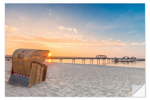 Självhäftande poster Kellenhusen Pier beach chair Baltic