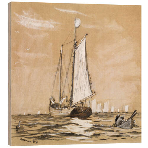 Wood print A Fishing Schooner