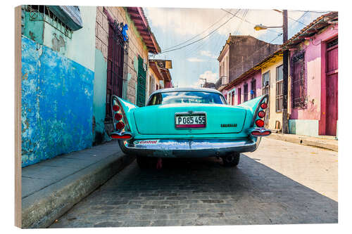 Wood print Oldtimer in Cuba