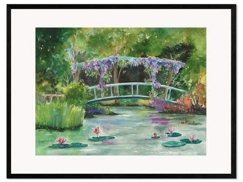 Impressão artística com moldura Monet's Garden