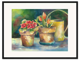 Gerahmter Kunstdruck Blumentöpfe