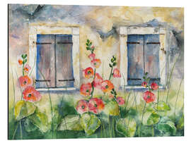 Magnettafel Stockrosen