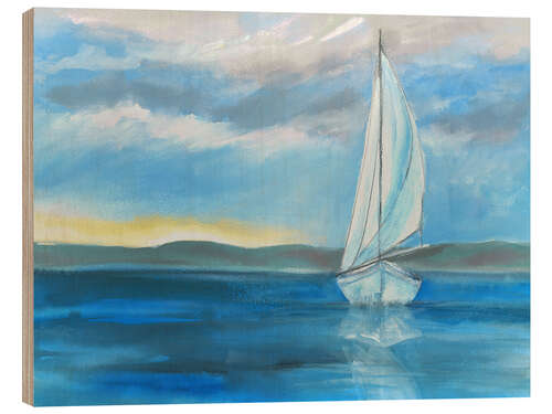 Tableau en bois L'heure bleue