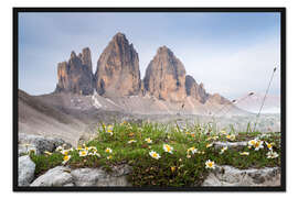 Gerahmter Kunstdruck Drei Zinnen, Dolomiten