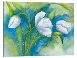 Aluminium print white tulips