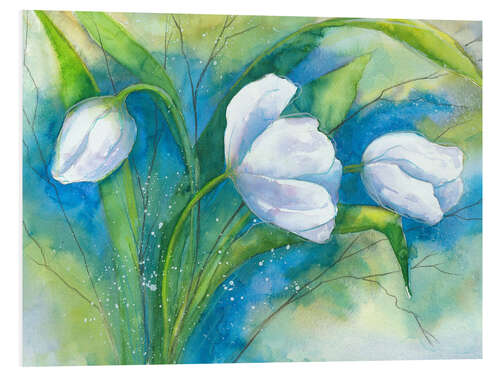 Foam board print white tulips