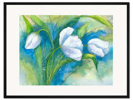 Gerahmter Kunstdruck weisse Tulpen