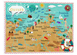 Foam board print Colorful map Baltic Sea