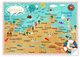 Wandsticker Bunte Karte Ostsee