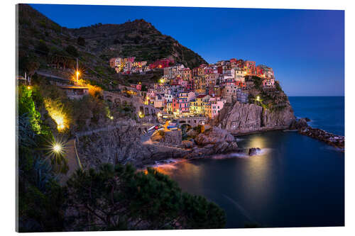 Acrylglasbild Blaue Stunde in Manarola