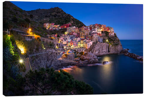 Canvas print Manarola at blue hour