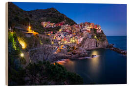 Holzbild Blaue Stunde in Manarola