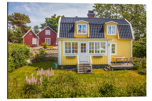 Aluminiumtavla Idyllic summer house on the island Landsort (Sweden)