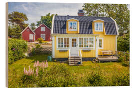 Wood print Idyllic summer house on the island Landsort (Sweden)