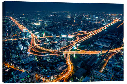 Canvas print Aerial view of Bangkok at night