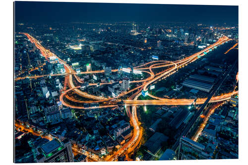 Galleritryck Aerial view of Bangkok at night