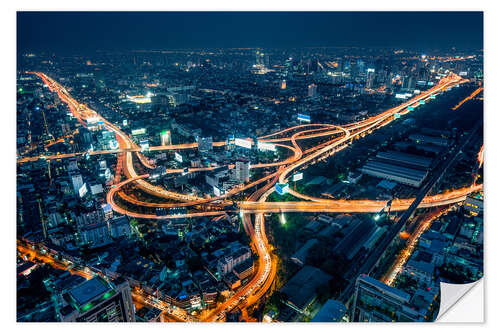 Naklejka na ścianę Aerial view of Bangkok at night