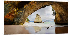 Aluminium print Cathedral Cove - New Zealand