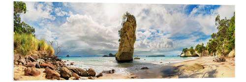 Tableau en PVC Plage idyllique de Cathedral Cove en Nouvelle-Zélande