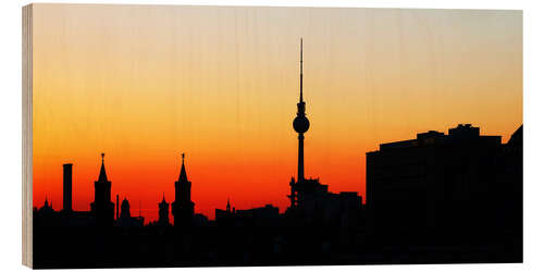 Holzbild Berlin Skyline Silhouette