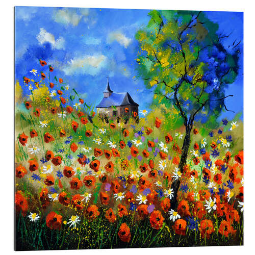 Gallery print Poppy field with church