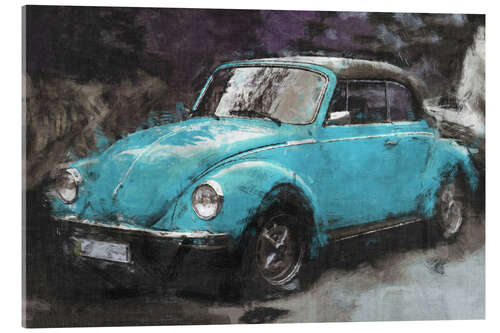 Acrylic print Little blue vintage car