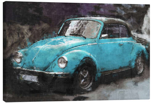 Canvas-taulu Little blue vintage car