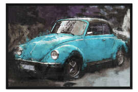 Gerahmter Kunstdruck Kleiner blauer Oldtimer