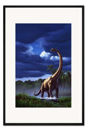 Gerahmter Kunstdruck Ein Brachiosaurus in einem Sumpf