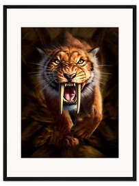Gerahmter Kunstdruck Säbelzahntiger