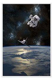 Póster  Astronauta a la deriva en el espacio - Marc Ward