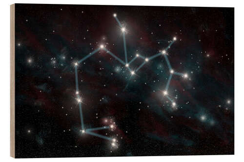 Wood print Artist's depiction of the constellation Sagittarius the Archer.