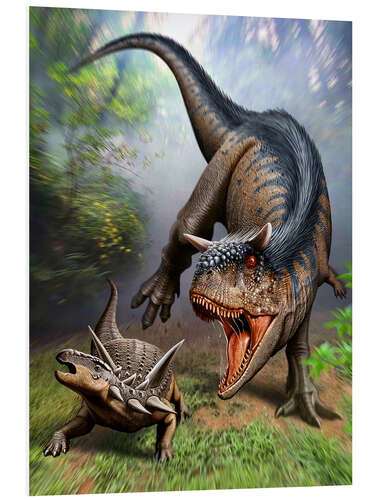 Hartschaumbild Carnotaurus attackiert seine Beute
