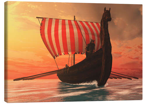 Stampa su tela A Viking longboat sails to new shores