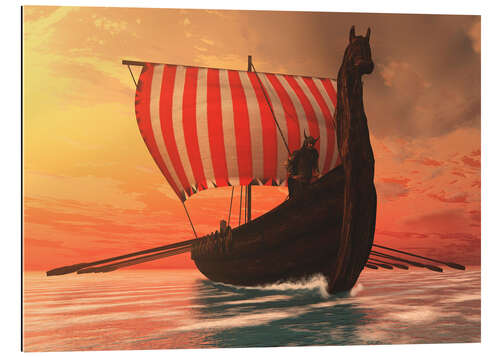 Quadro em plexi-alumínio A Viking longboat sails to new shores