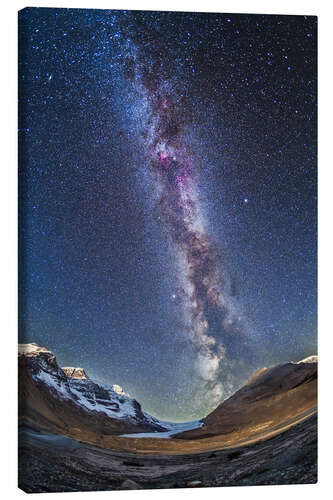 Canvas print Milky Way over the Columbia Icefields in Jasper National Park, Canada.