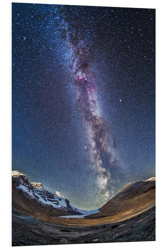 Foam board print Milky Way over the Columbia Icefields in Jasper National Park, Canada.