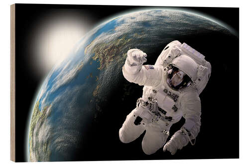 Hout print Astronaut in space