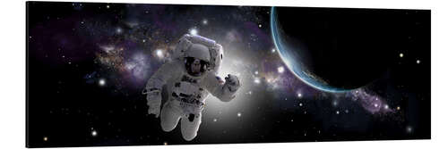 Aluminium print Astronaut floating in outer space