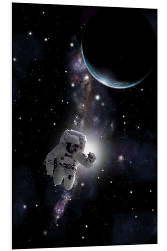 Foam board print Artist's concept of an astronaut floating in outer space.