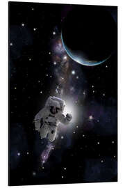 Magnettafel Astronaut schwebt vor einem Sternennebel durch den Weltraum