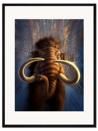 Gerahmter Kunstdruck Ein Mammut prischt durch den Schnee