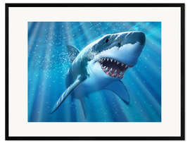 Impression artistique encadrée Requin près de la surface