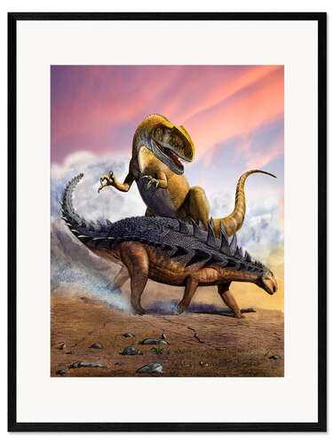 Impresión de arte enmarcada Encuentro entre Neovenator y Polacanthus
