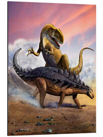 Magnettafel Begegnung zwischen Neovenator und Polacanthus