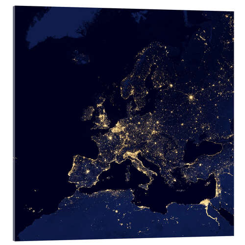 Acrylglasbild Europa bei Nacht