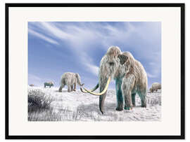 Gerahmter Kunstdruck Mammut im Schnee